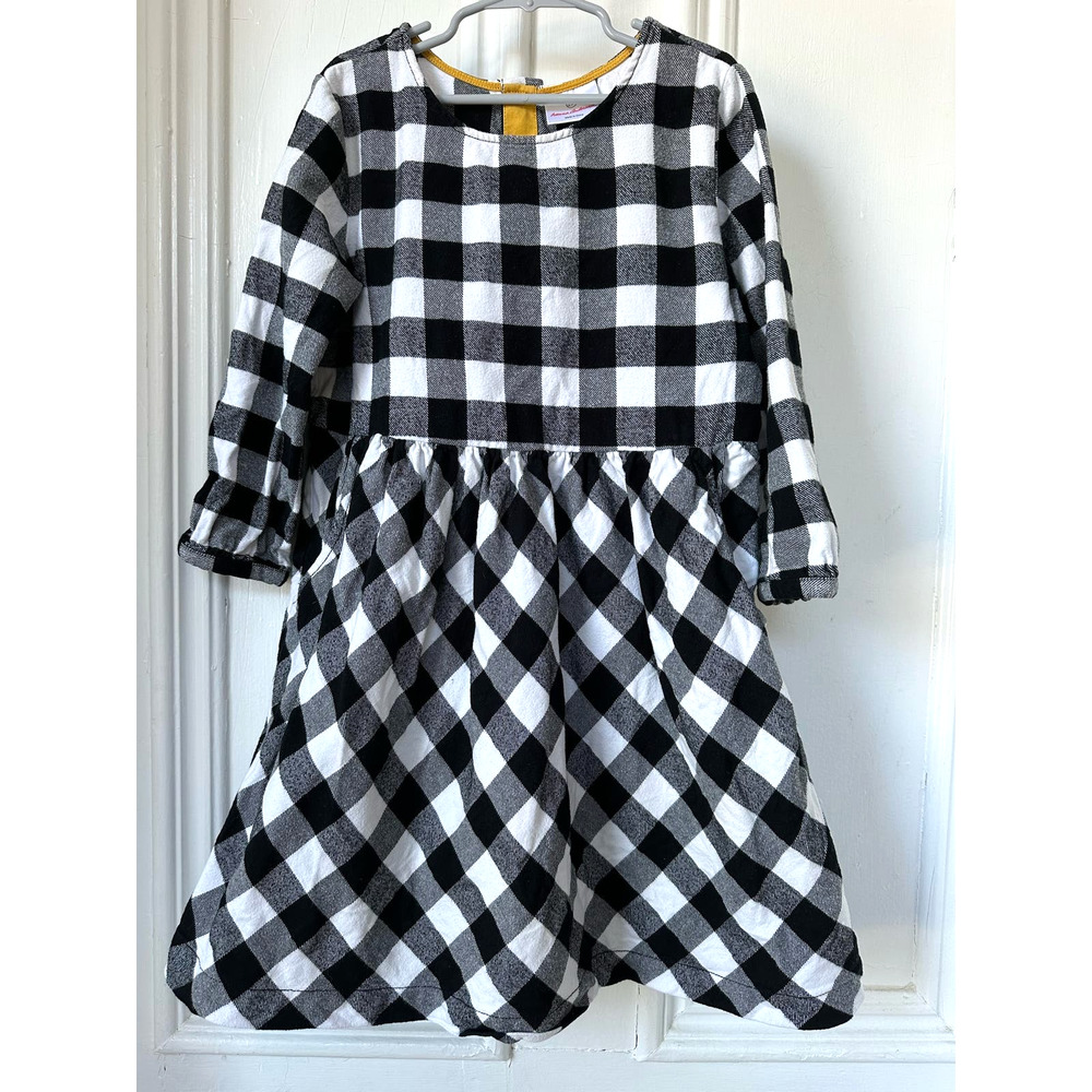 Hanna Andersson Gingham Flannel Button Back Dress Sz 130 (8)‎